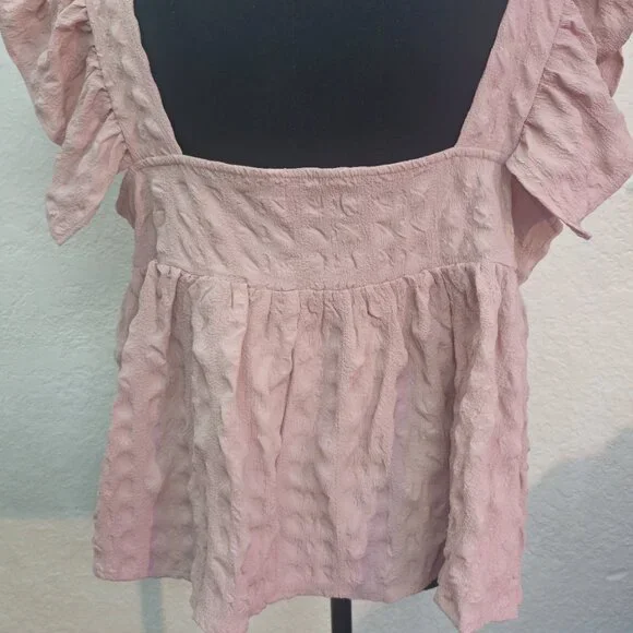 Asos Designs Pink Ruffled Blouse Women's Size 12 - Picture 2 of 4